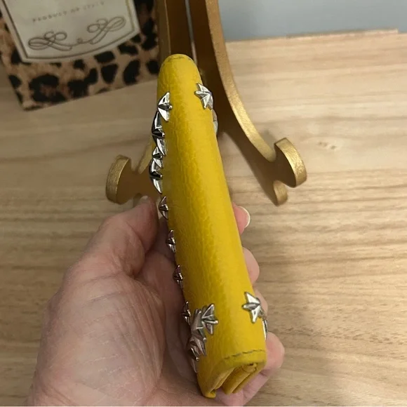 Jimmy Choo Yellow Card holder/Wallet with Silver Stars - Picture 8 of 8